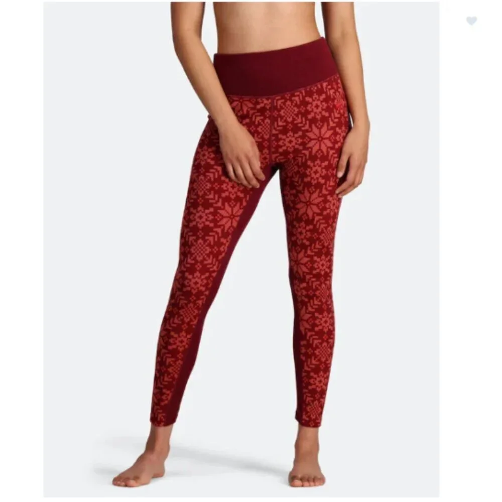 Kari Traa Women's XL Edith 220g Wool Pants Red Pattern NWT Base Layer High Waist - Picture 7 of 8